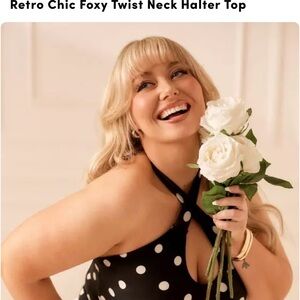 Torrid Black and White Polka Dot Halter Top